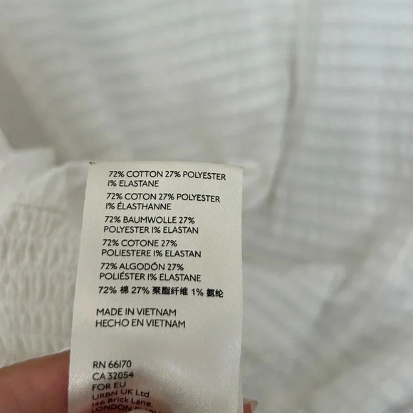 Anthropologie Rebecca smocked top puff sleeves white size small - Picture 10 of 12